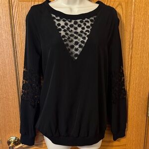 PJK Patterson J. Kincaid Black Floral Lace Blouse